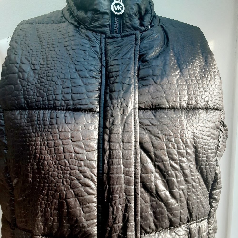 Michael Kors Snakeskin Black Puffer Vest - Picture 2 of 8
